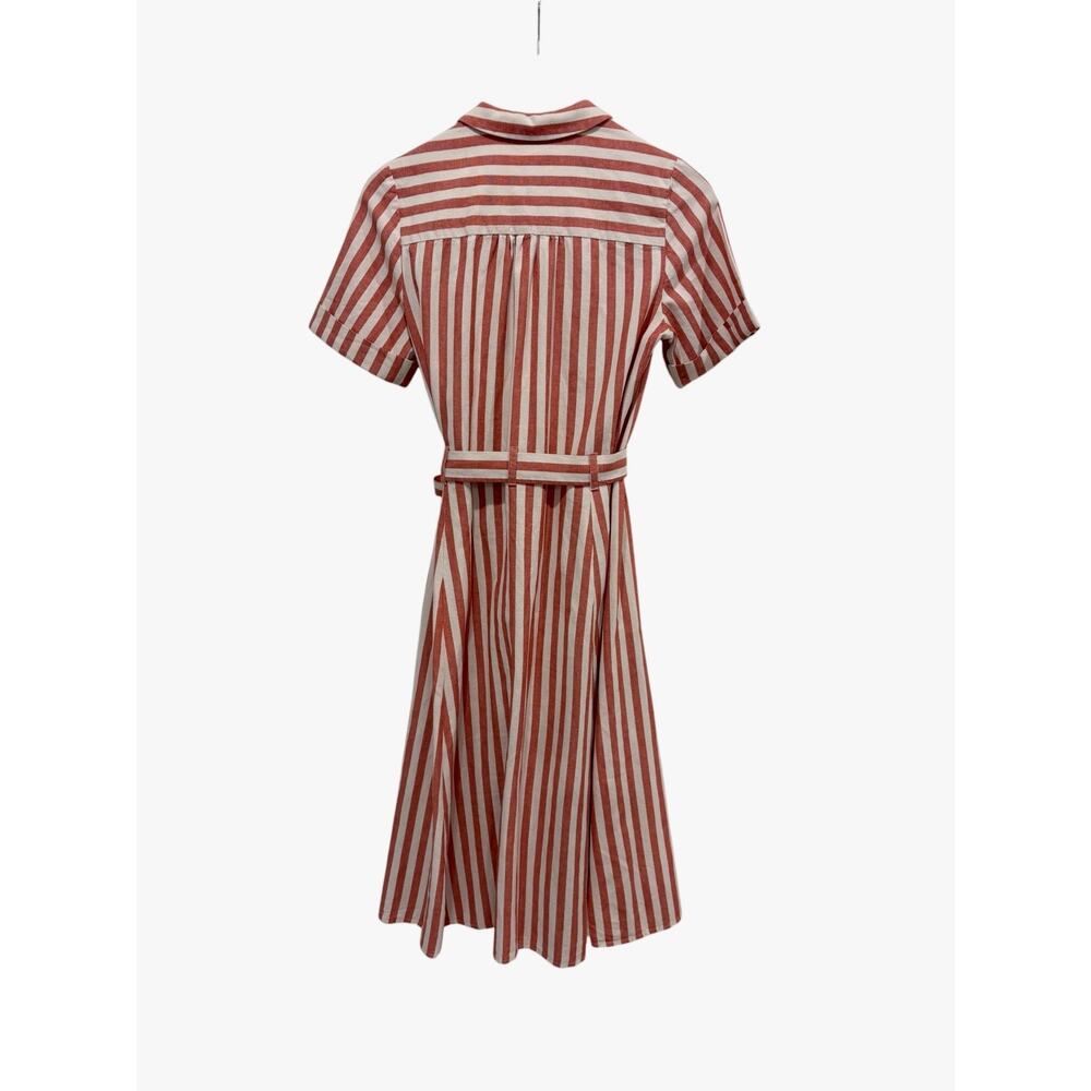 Sezane Alexandrie Dress Red White Stripe Tie Waist Shirt Dress EU 36 US 4 - Picture 3 of 8